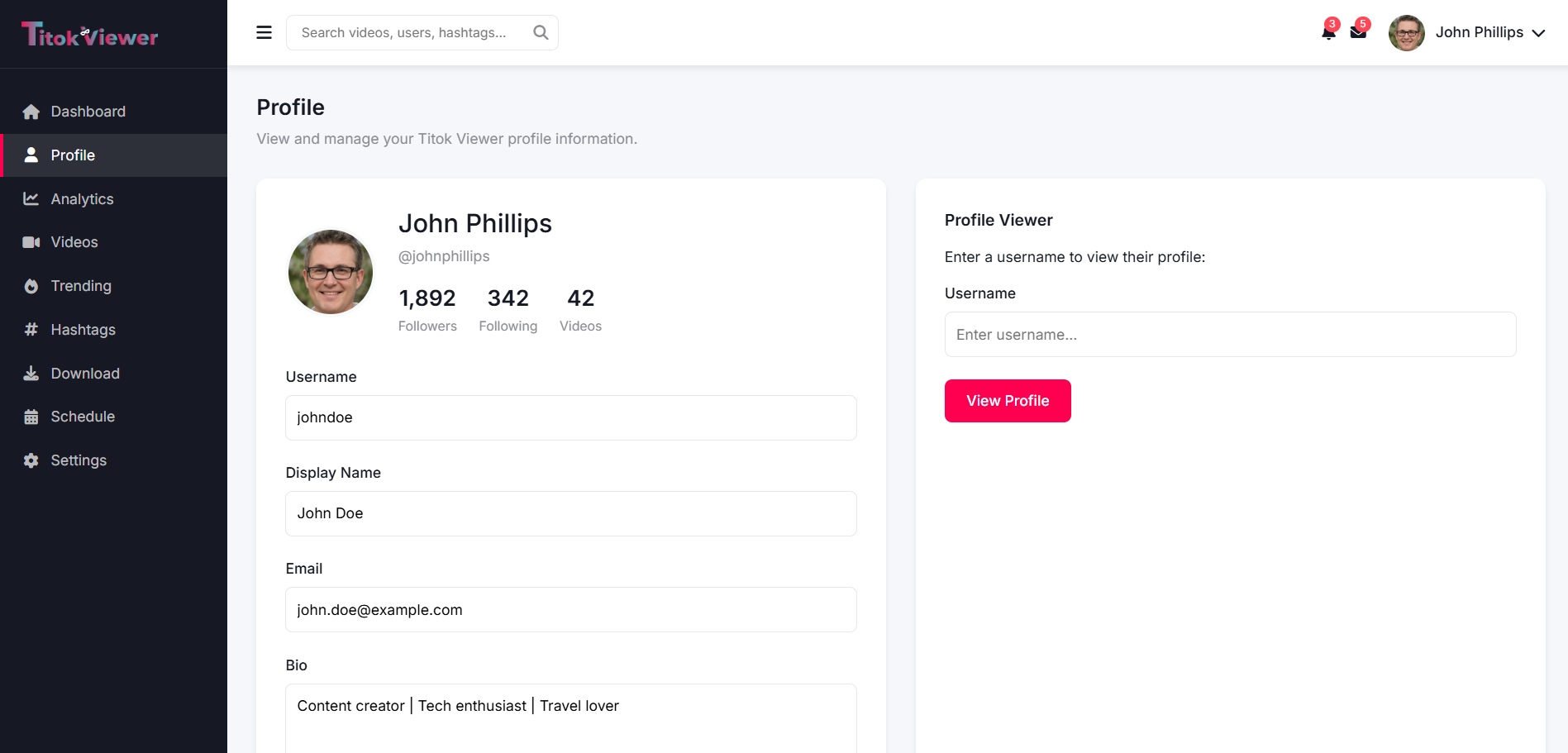 Profile Viewer Screenshot
